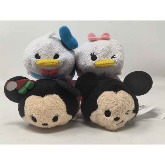 Lot of 4 Disney Classics Tsum Tsum‎  Beanbag Animals Mickey Minnie Donald Daisy - Picture 1 of 5